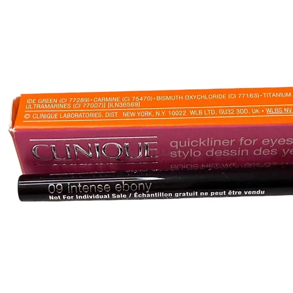 Clinique Quickliner For Eyes Intense 09 Ebony Intense Pencil Long Lasting .005oz
